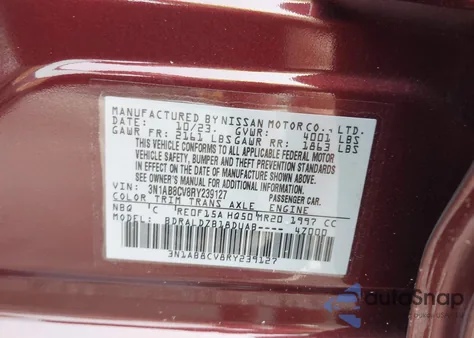 2024 Nissan Sentra Sv Xtronic Cvt из США, поврежденный, VIN 3N1AB8CV8RY239127